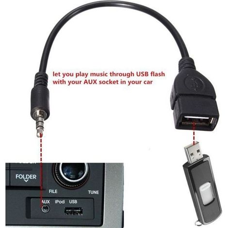 Adaptateur audio 3.5 mm - STRASSE TECH - USB femelle - Noir - Compatibilité iOS - 20 cm