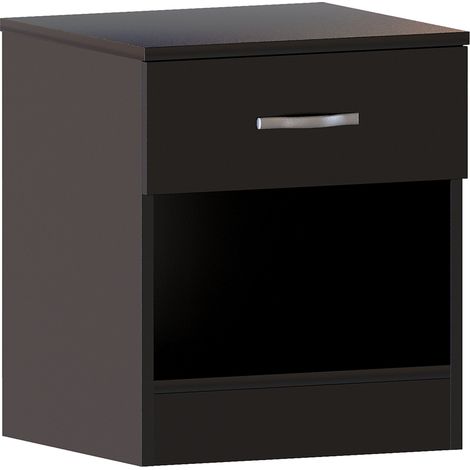 Riano 1 Drawer Bedside Table Cabinet Chest Nightstand Bedroom Furniture, Black