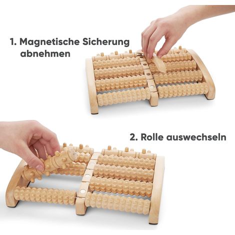 Filiyano-Rouleau de massage des pieds haut de gamme avec rouleaux remplaçables Rouleau de massage des pieds en bois (1/4)