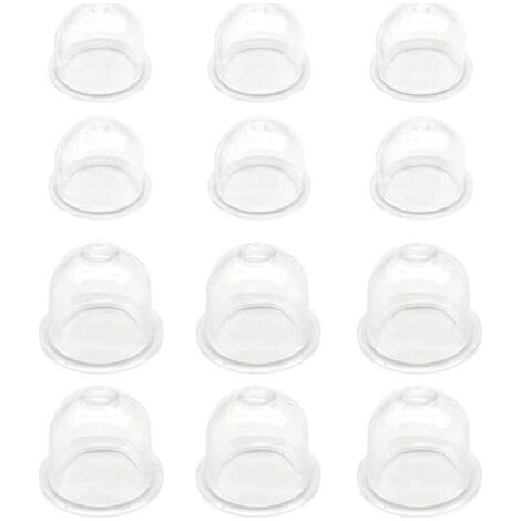 CSPARKV 12Pcs Blanche Pompe D'ampoule D'amorce 19 mm 22mm Tasse D'huile de Carburateur Capsule D'allumage Pompe à Carburant pour Tondeuse, Débroussailleuse, Scie à Essence, Tronçonneuse (1/4)