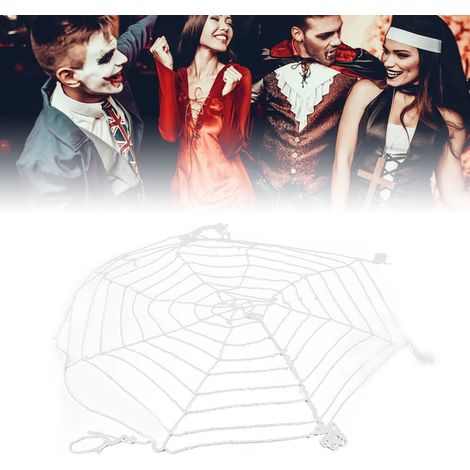 Décorations de toile d'araignée pour Halloween (intérieur et extérieur), toile ronde à 9 anneaux, 3,6 mètres, blanche (1/5)