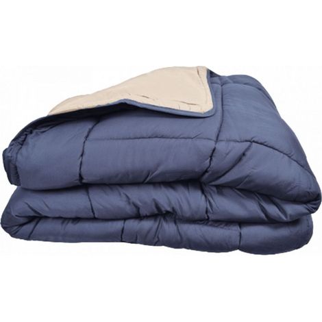 Couette chaude Bicolore Gamme Microfibre "Cocoon Non feu - Norme NF EN ISO 12952" toutes dimensions Toison d'or - Cocoon Pétrole Mastic - 140 x 200 cm pour lit 1 place - Cocoon Pétrole Mastic - (1/4)