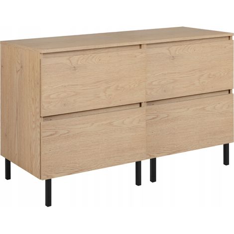 Waschtischunterschrank 120 cm - Helle Eiche - Minimalistisches Design - 4 Soft Close Schubladen
