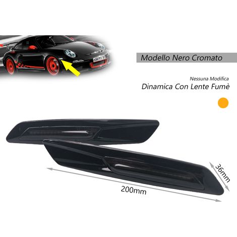 Kit Freccia Laterale a Led Side Marker Dinamica Nero Cromato Lente Grigio BMW E81 E82 E87 E88 E90 E91 E92 E93 E60 E61 F10 (1/3)