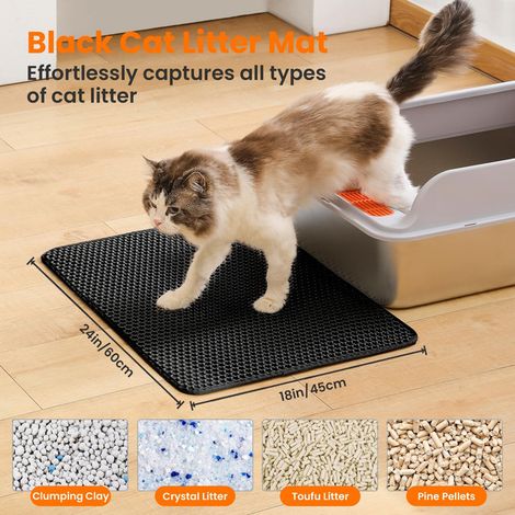 Tapis de Litière pour Chat Double Couche en Nid d'Abeille Imperméable et Antidérapant Tapis Trappeur de Litière pour Maison de Toilette Chat Chatons (1/5)