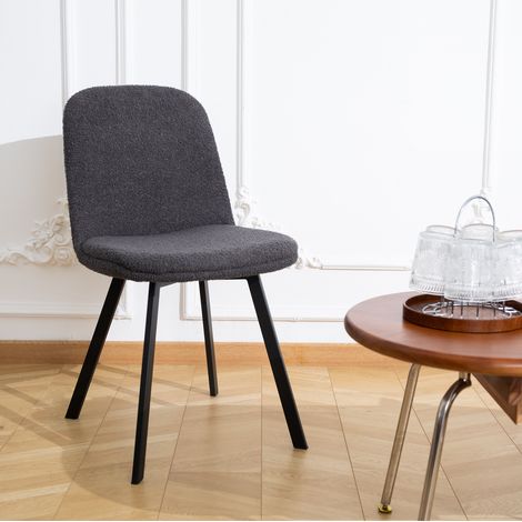 Silla de comedor de Teddy Fleece en gris oscuro, con estructura metálica estable y asiento cómodo,44x41x84cm (1/5)