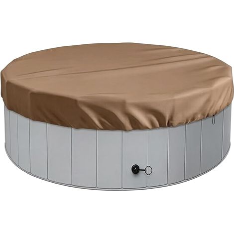 Round Cover for Outdoor Spa Bathtub, Ø183 x 30 cm, Brown (1/5)