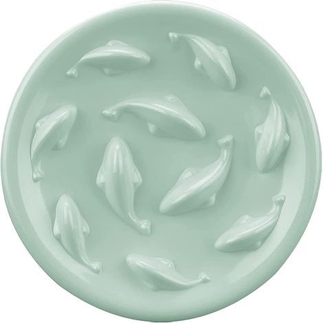 Fressnapf mit Anti-Fress-Funktion für Katzen und kleine Hunde, im Fischbecken-Design, interaktiver Futternapf für eine gesunde Ernährung, aus Melamin.