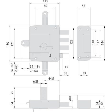 Serratura da Applicare Triplice per Cisa Legno Art 571 e 60 Dx