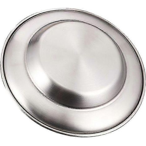 Assiette ronde en acier inoxydable argenté 20 x 20 cm, idéale pour barbecue et service de table multifonctionnel (2025) (1/2)