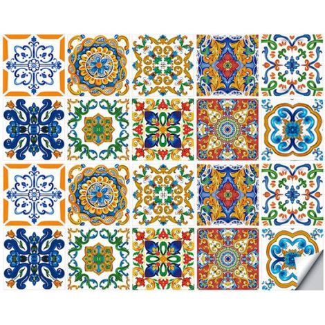Sticker Carrelage - 15x15 cm - Auto-adhésif Imperméable - Décor Cuisine Salle de Bain - 20 Pièces (1/3)