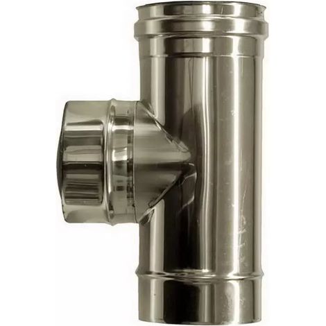 tubo raccordo a tee 90° parete doppia inox, dn 80/130
