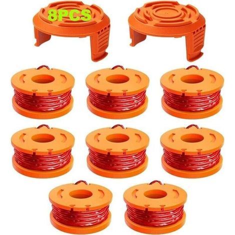 10 Pcs Fil Coupe Bordure Compatible avec Coupe Bordure WORX,Ø 1,65mm & 3m Bobine Fil Coupe Bordure,Ligne de Bobine de Coupe de Remplacement et Capuchon de Protection(8 Fil Coupe Bordure,2 Couvercle)-- (1/5)