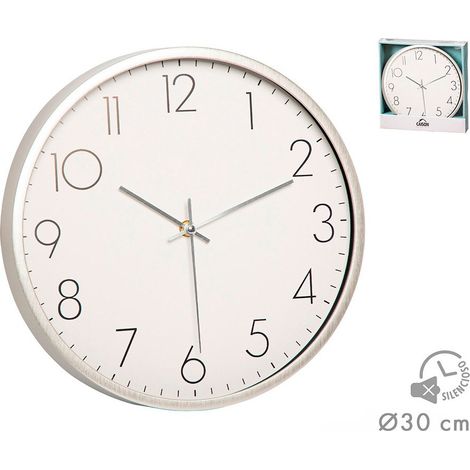 Reloj pared gris/blanco, ø30 cm