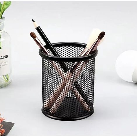 Deux porte-stylos ronds, fournitures de bureau de haute qualité, en métal, décorations pour bureau d'étudiant, boîte de rangement pour fournitures de bureau (1/5)