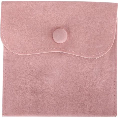 Pochette de rangement douce en flanelle pour bijoux - Organisateur portable pour boucles d'oreilles, colliers et bracelets - Rose (1/5)