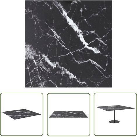 The Living Store Dessus de table noir 80x80 cm 6 mm verre trempé design marbre - Plateau De Table - Dessus De Table - Verre Trempé - Design Marbre - Table À Manger (1/5)