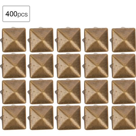 400 lots de clous carrés à poser soi-même sur le cuir pour sacs, chaussures, ceintures et accessoires, couleur bronze 4 mm-7 mm. (1/2)