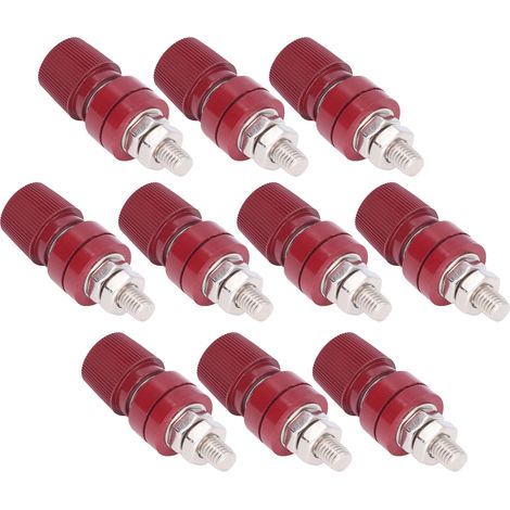 Lot de 10 bornes de raccordement M8 à vis en fer pour onduleur d'instrument électronique (rouge) (1/5)
