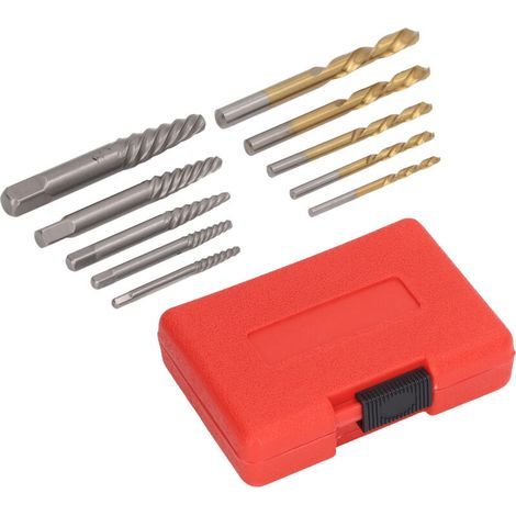 Ensemble de 10 extracteurs de vis, foret à gauche en alliage de cobalt et acier rapide, extracteur de boulons cassés avec adaptateur 1/4 pouce, pour un retrait facile des vis et écrous endommagés (1/5)