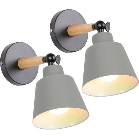 2 Pack Vintage Industrial Wall Lights, E27 Adjustable Metal Ceiling Lights, Retro Indoor Wall Lamp for Bedroom, Kitchen, Restaurant (Without Switch, Gray) (1/5)
