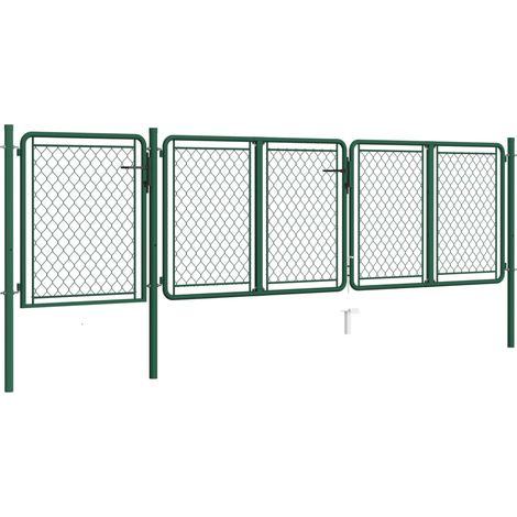 Puerta de jardín de acero 400 x 75 cm verde vidaXL (1/5)