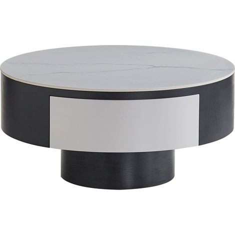 Table basse rectangulaire noir et blanc avec tiroir 80x40 cm – TORNADO (1/4)