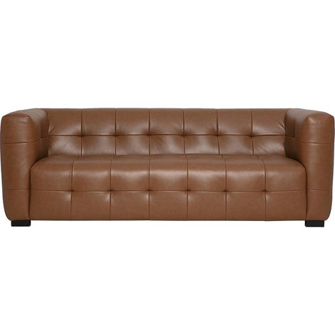 Designer Sofa CORTO in braunem Leder mit 3 Sitzen