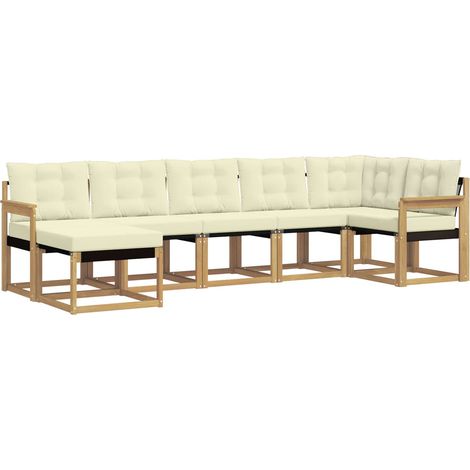 Outdoor Sofa Set with Cushion 7 pcs White and Cream vidaXL (1/5)