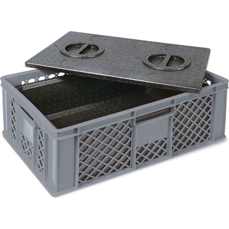 BRB Corbeille empilable avec boîte isolante EPP, dimensions : 600 x 400 x 240 mm, gris