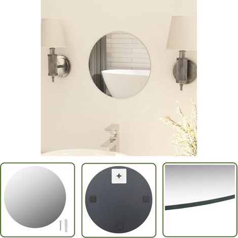 The Living Store Miroir rond sans cadre 30 cm Verre - Miroir Mural - Miroir Rond - Miroir Sans Cadre - Décoration Murale - Miroir Argent (1/5)