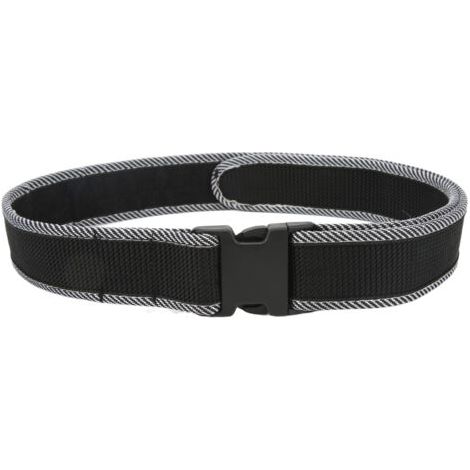 Ceinture multifonctionnelle pour électricien, avec pochette à outils, en nylon épais et ajustable, noire avec bordure blanche.