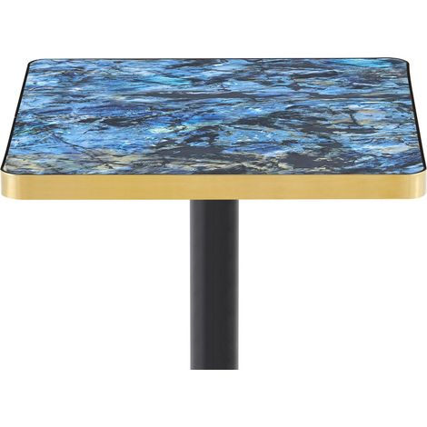 Mesa de comedor cuadrada 60x60 cm con efecto mármol y estructura metálica (1/5)
