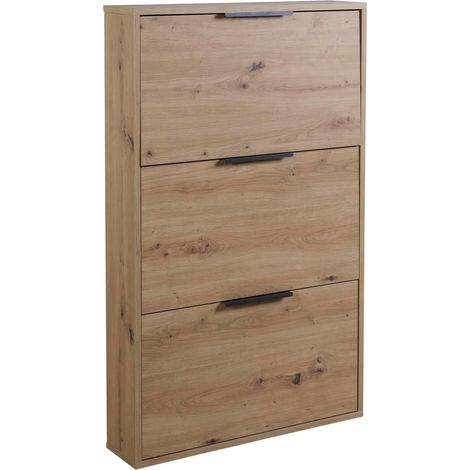 Composad Scarpiera Slim della Linea ESPRESSO con 3 Ribalte, Scarpiera Salvaspazio, per Ingresso, Ripostiglio, Portascarpe, (LxAxP) 65x105,5x15 cm, Colore Rovere Oak Mielato, Made in Italy (1/4)