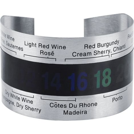 LCD-Weinthermometer aus Edelstahl für Bier- und Rotweinflaschen, Temperatursensor-Armband (1/5)