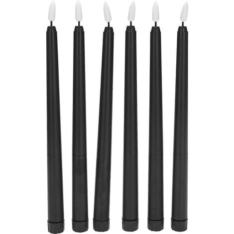 Lot de 6 bougies d'anniversaire LED noires, bougies d'Halloween LED jaunes sans flamme à piles avec effet vacillant (1/5)