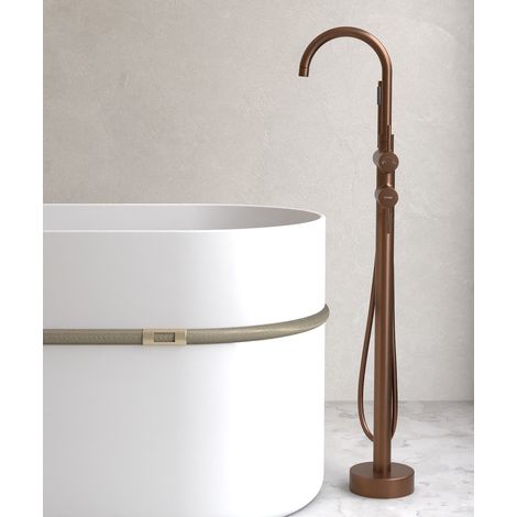 Robinet mitigeur bain-douche sur pied Or rose brossé - Corbeau