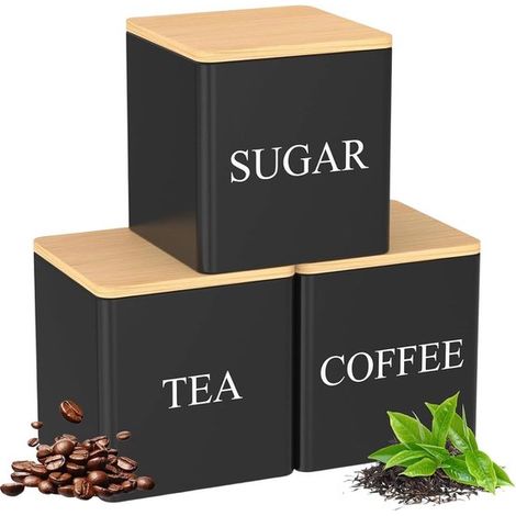 3 recipientes para té y granos,Tarro de almacenamiento de alimentos secos,858585 mm (1/5)