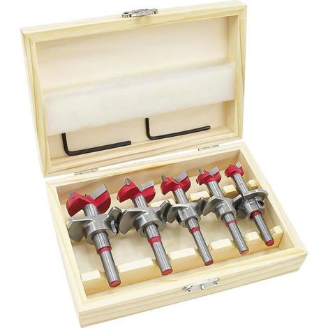 Holzbohrer – Durchmesser 15, 20, 25, 30, 35 mm – Tiefenanschlag einstellbar 10–40 mm – Für elektrische Bohrmaschinen und Tischbohrmaschinen – 5er-Pack (1/5)