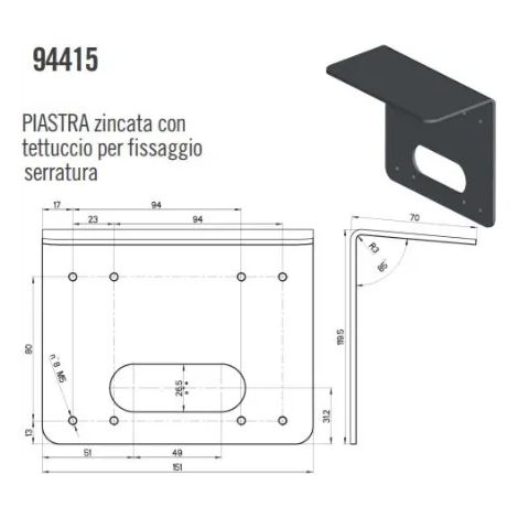 TETTUCCIO CON PISTRA ZINCATA PER FISSAGGIO XDRIN