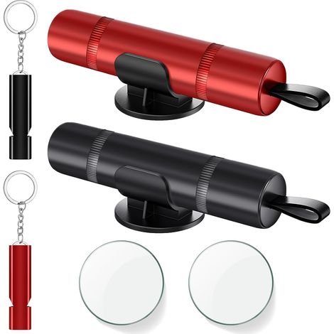 Martillo de seguridad para coche (2 unidades), rompeventanas, cortacinturones de seguridad, cortacinturones de seguridad 2 en 1, rompeventanas con base, herramienta de escape de emergencia para coche  (1/5)