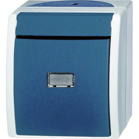 Busch-Jaeger 2621 WGL-53 Interruttore per ambienti umidi Pulsanti Superficie Ocean Blu, Verde 1 pz. (1/4)