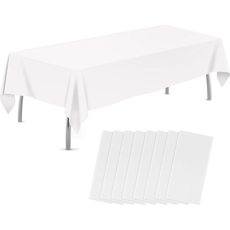 Paquet de 8 nappes en plastique 54 "x 108", nappes jetables couverture de table rectangulaire, nappes en plastique pour les fêtes