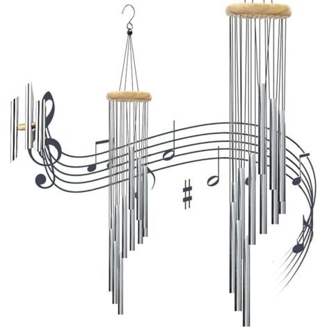 Carillon éolien de 2 pièces avec 12 tubes – Carillon éolien décoratif d'extérieur pour le jardin aux sons apaisants (1/5)