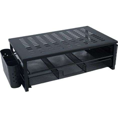 Monitorständer, höhenverstellbar, mit integriertem Stauraum, schwarz (1/2)