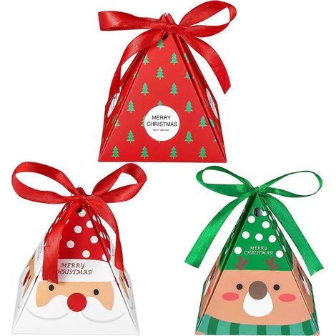 YeahiBaby Lot de 15 boîtes à bonbons de Noël, motif Père Noël, renne et sapin, contenants pour friandises au chocolat, cadeaux pour les fêtes de fin d'année
