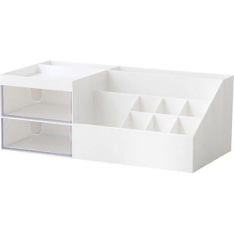 Vitrine cosmétique unisexe pour adultes, grande capacité, avec 2 tiroirs, fixation par tension, finition plastique polie (1/4)