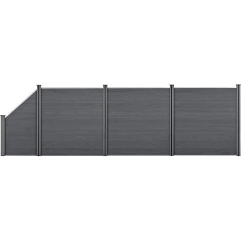 WPC Gartenzaun mit Schrägelement 183x625 cm grau [neu.holz] (1/5)