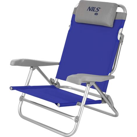 Chaise de camping pliante 2 en 1 NC3502 bleu-gris NILS CAMP (1/5)