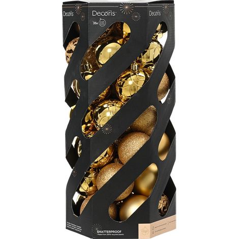 Bolas decoración árbol navidad ø6 cm, dorado, caja 35 uds
